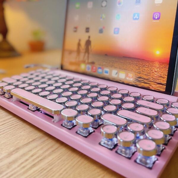 Classic Typewriter Bluetooth Keyboard with Stand Pink 6 1 | The PNK Stuff
