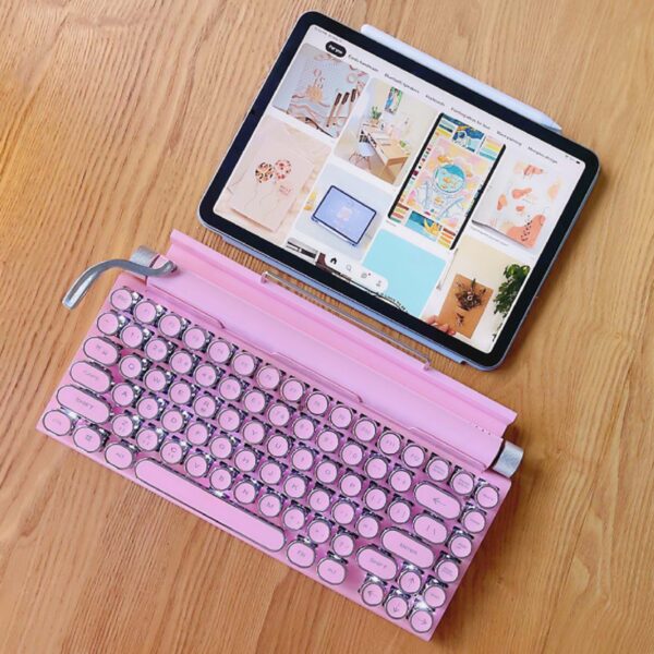 Classic Typewriter Bluetooth Keyboard with Stand Pink 8 | The PNK Stuff