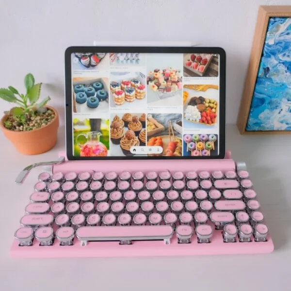 Classic Typewriter Bluetooth Keyboard with Stand Pink 9 | The PNK Stuff