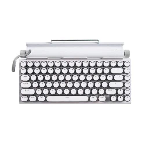 Classic Typewriter Bluetooth Keyboard with Stand - White