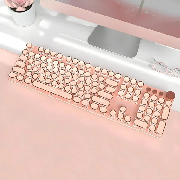 Retro Typewriter Wired Keyboard 2S - Milk Tea Cream