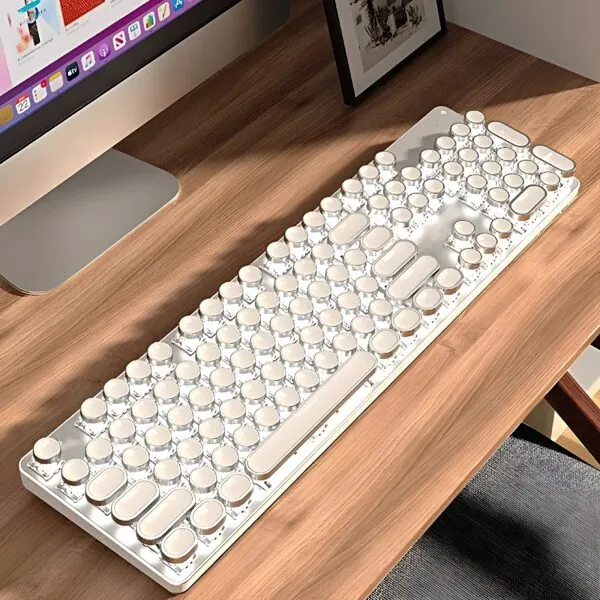 Retro Typewriter Bluetooth Keyboard and Mouse Set 2 - White