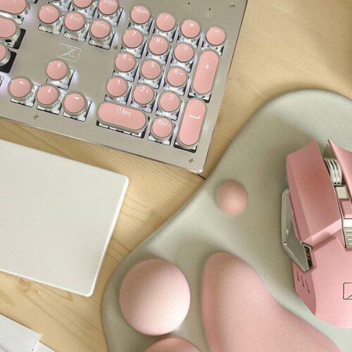 Retro Typewriter Wireless Keyboard and Mouse Set - Silver Pink